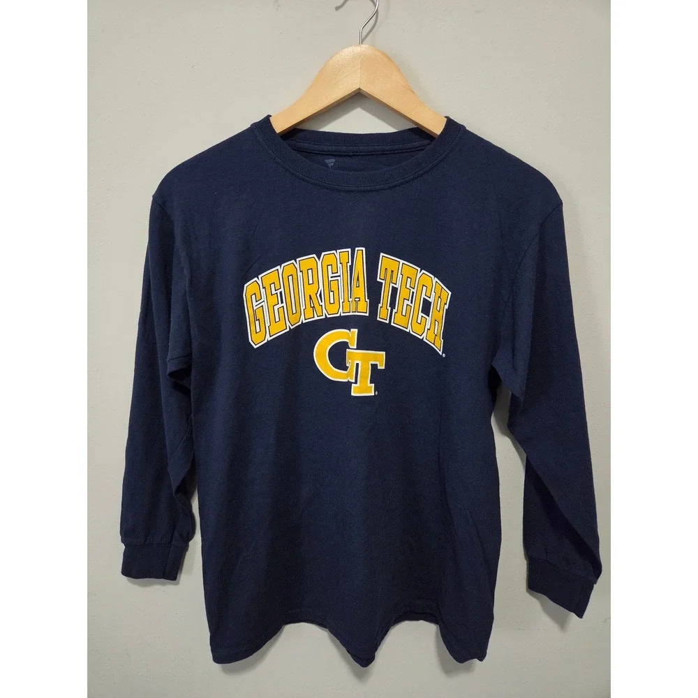 Fanatics Georgia Tech Yellow Jackets Kids Large Navy Long Sleeve T-Shirt GT Logo